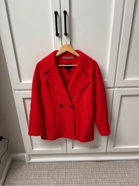 Banana Republic Vibrant Red Double-Breasted Peacoat